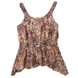 Everleigh Taupe Paisley Rayon Tank Top XS